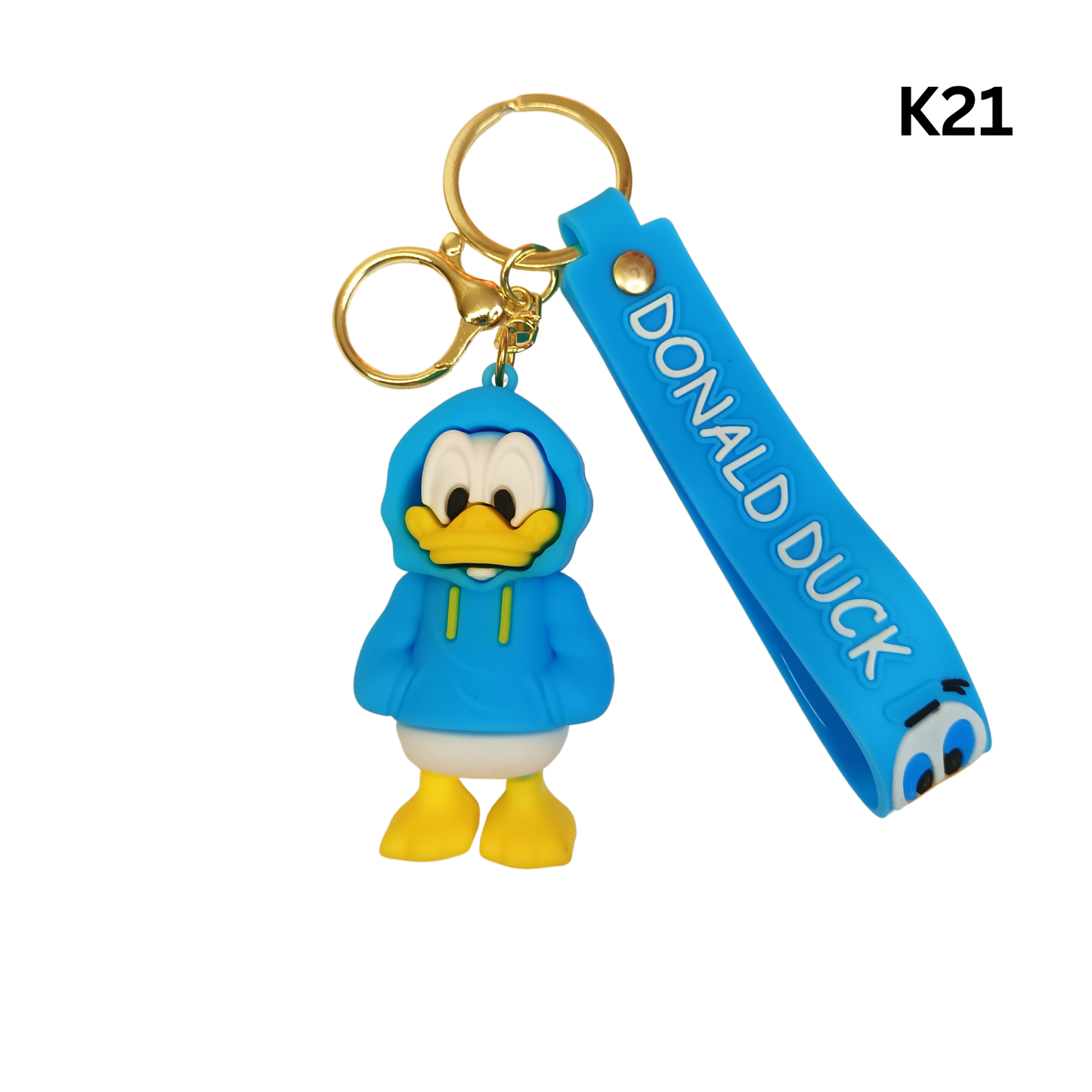 Cute Blue Hoodie Cartoon Duck Keychain Rubber Pendant Wrist Strap Bag Charm Key Ring