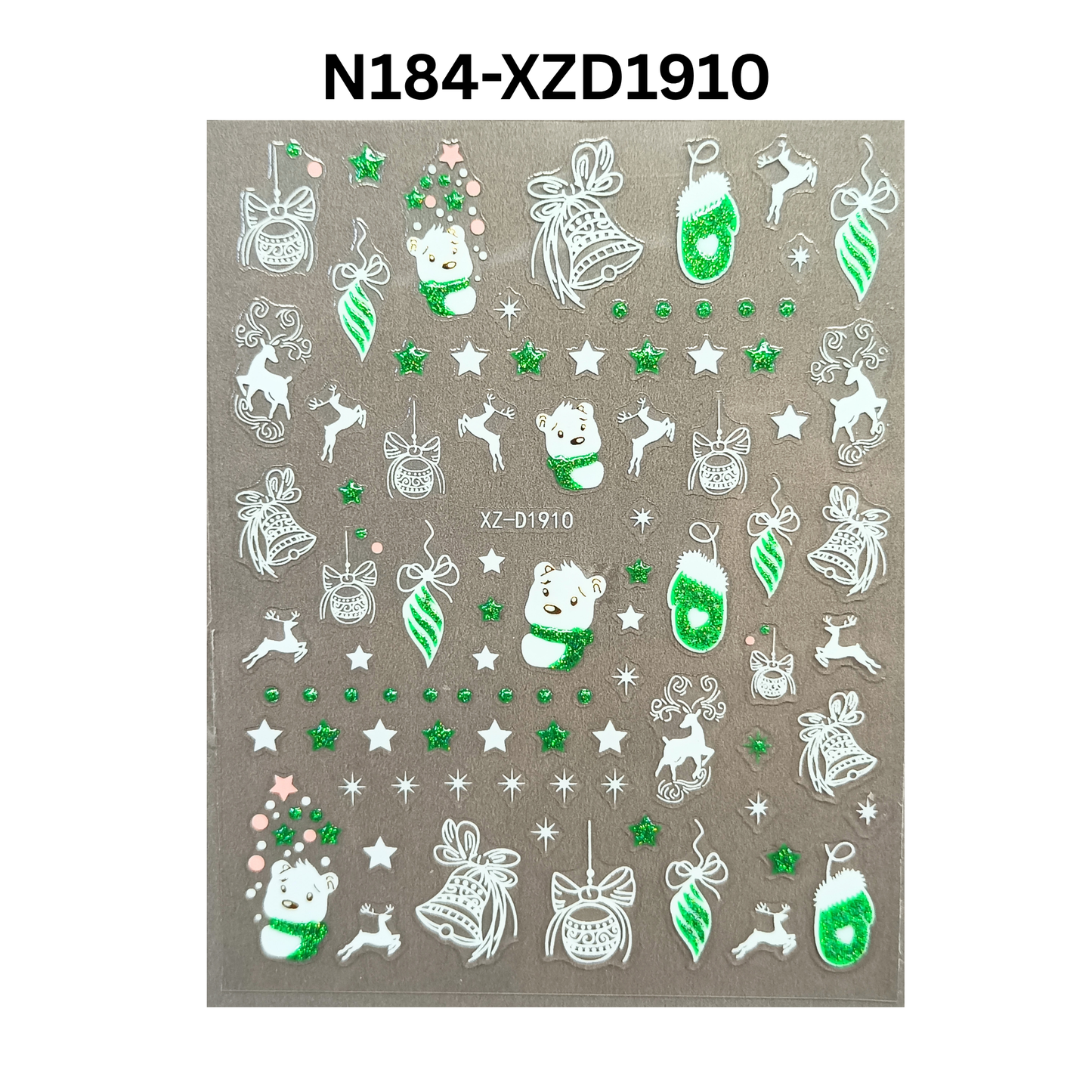 Holiday Nail Stickers – Reindeer & Winter Snowflake Design