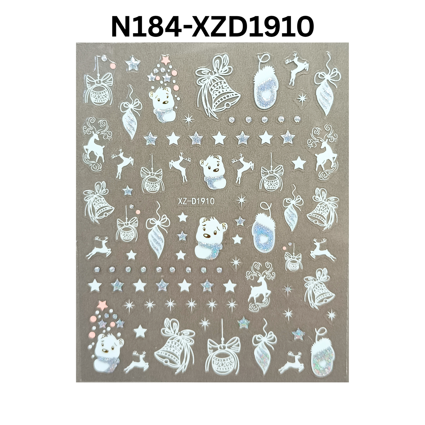Holiday Nail Stickers – Reindeer & Winter Snowflake Design