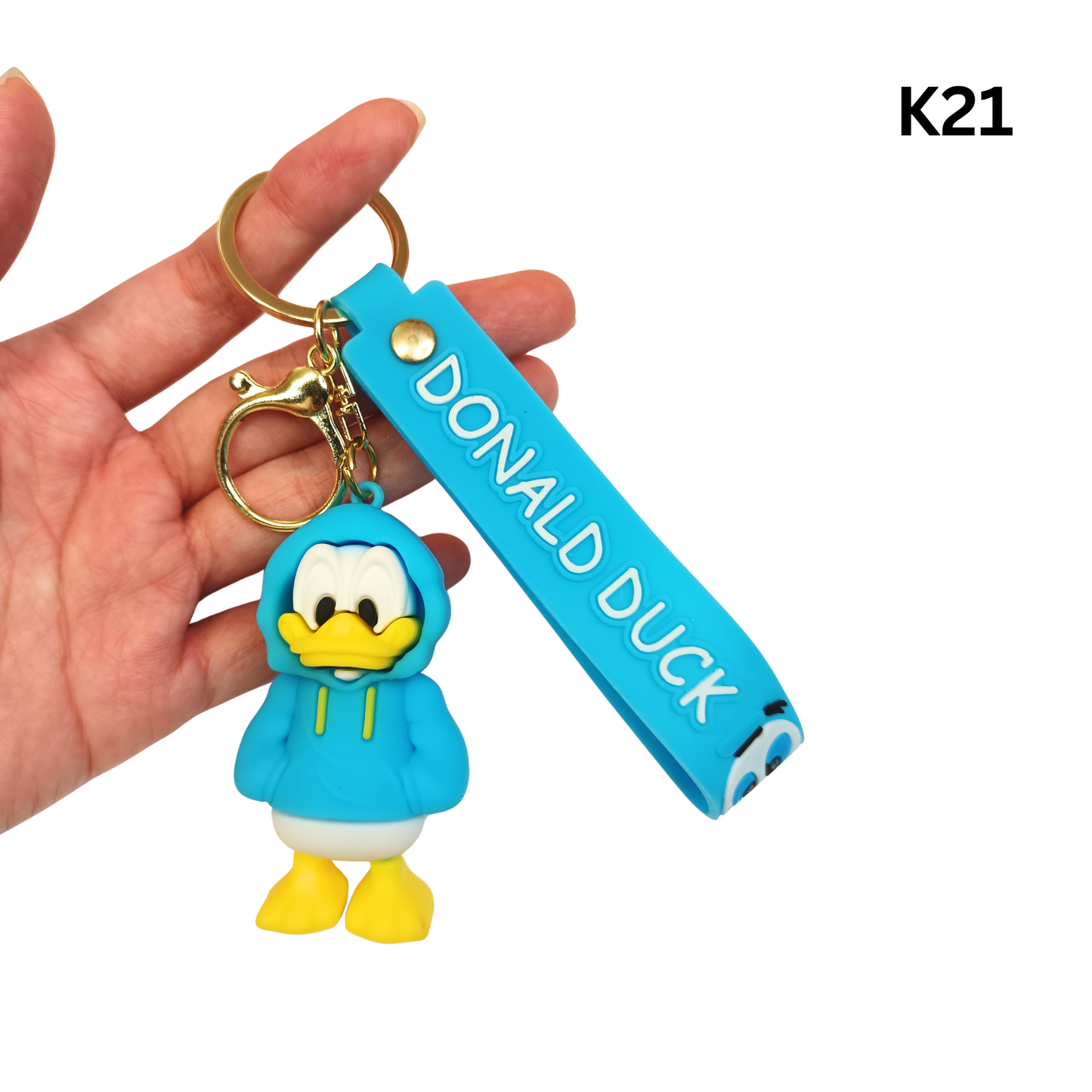 Cute Blue Hoodie Cartoon Duck Keychain Rubber Pendant Wrist Strap Bag Charm Key Ring