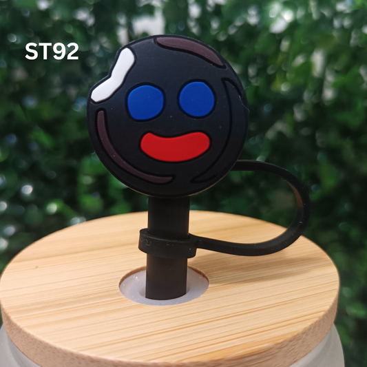 Smile Face Straw Topper – 10mm Silicone Tumbler Accessory – Cute Drink Decoration