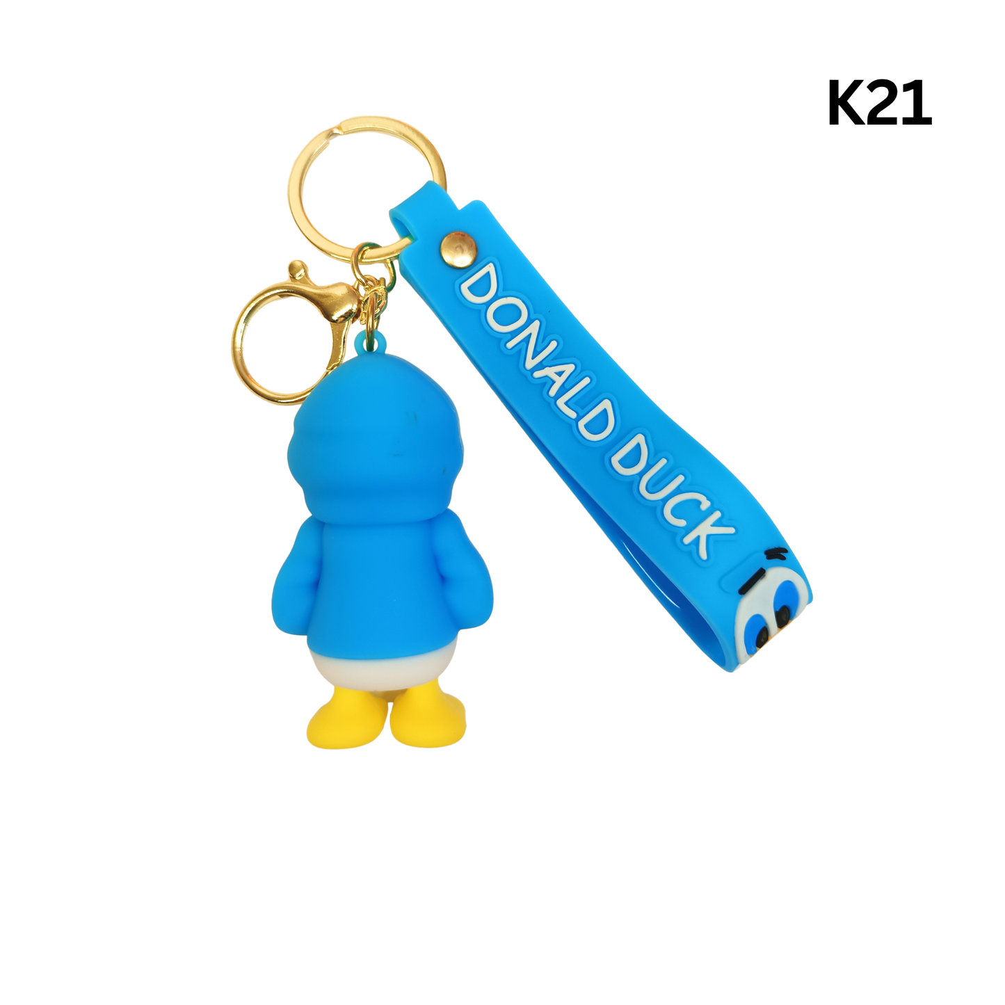 Cute Blue Hoodie Cartoon Duck Keychain Rubber Pendant Wrist Strap Bag Charm Key Ring