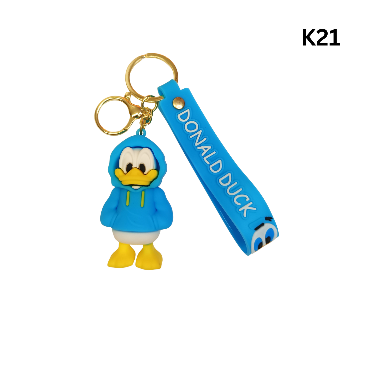 Cute Blue Hoodie Cartoon Duck Keychain Rubber Pendant Wrist Strap Bag Charm Key Ring