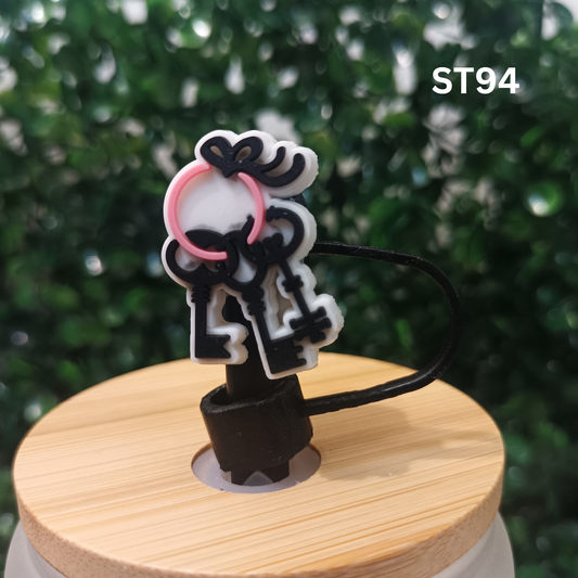 Keychain Bundle Straw Topper – 10mm Silicone Straw Plug – Unique Tumbler Accessory – Reusable Dust Cover for Cup