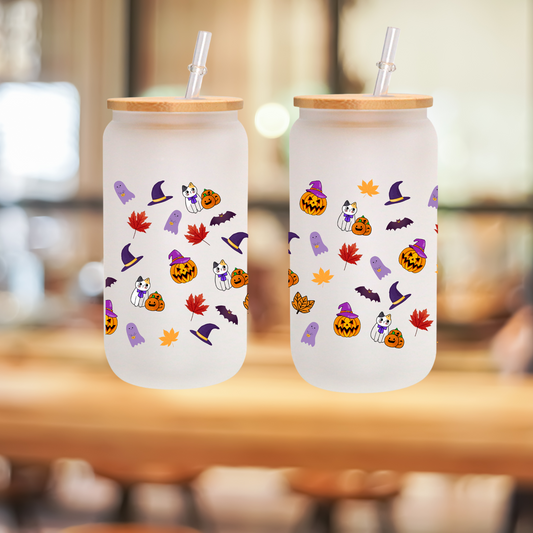Frosted Halloween Cup Set – Witches Hat Design, 16oz/20oz with Straw