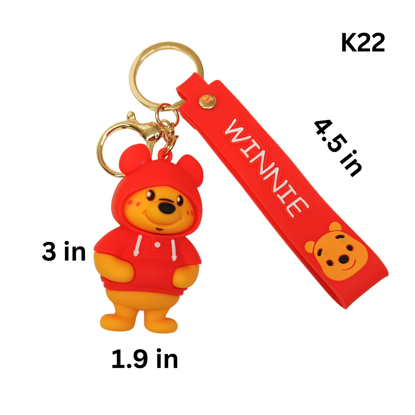 Cute Cartoon Bear Rubber Keychain Pendant Bag Charm Strap Key Ring