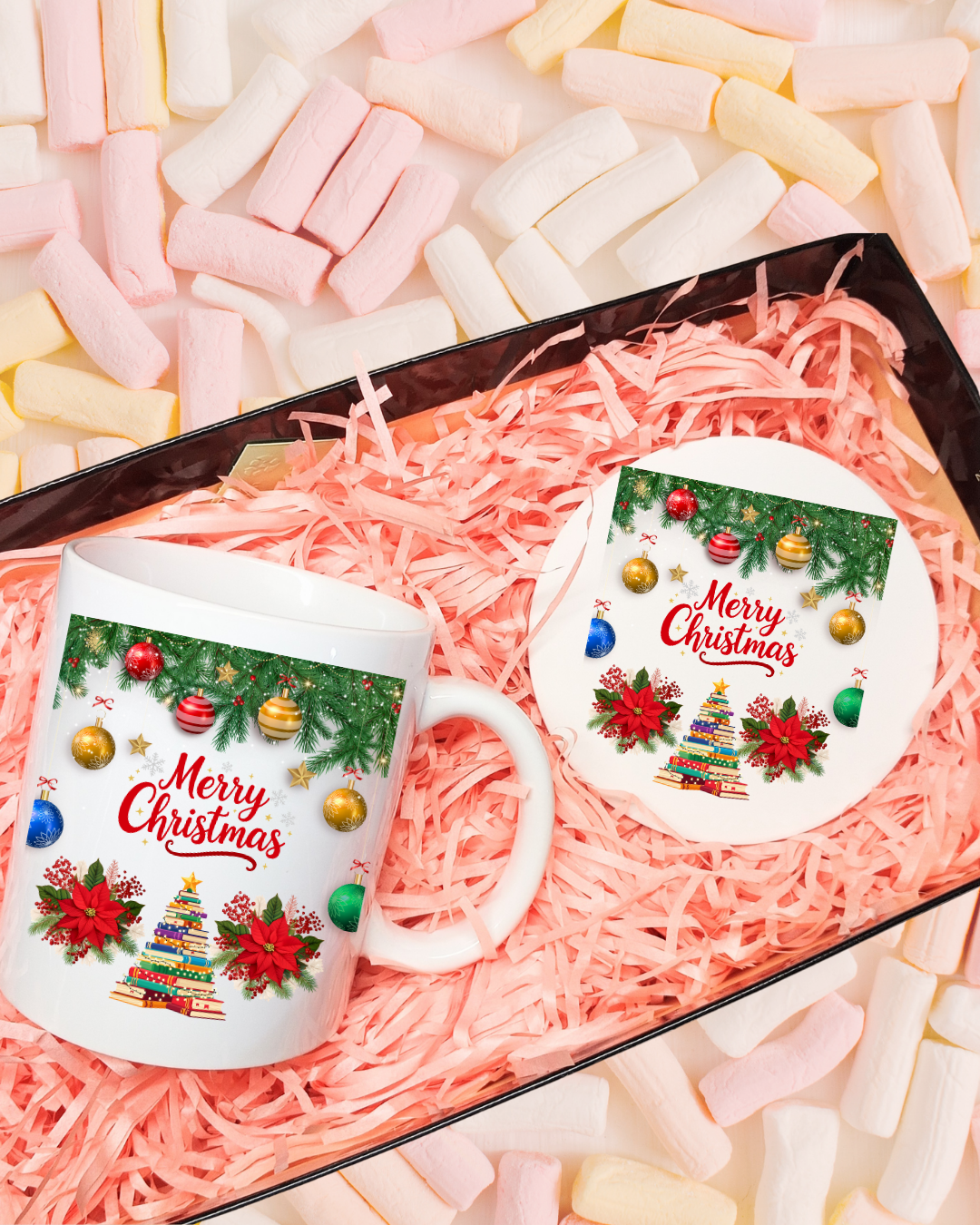 Merry Christmas Ceramic Mug – 12oz Holiday Coffee Cup – Festive Gift