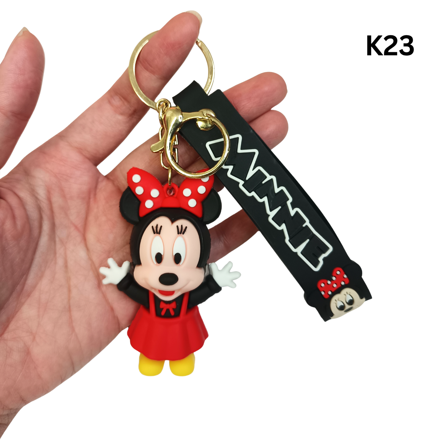 Cute Black Red Cartoon Girl Mouse Keychain Rubber Pendant Wrist Strap Bag Charm Key Ring
