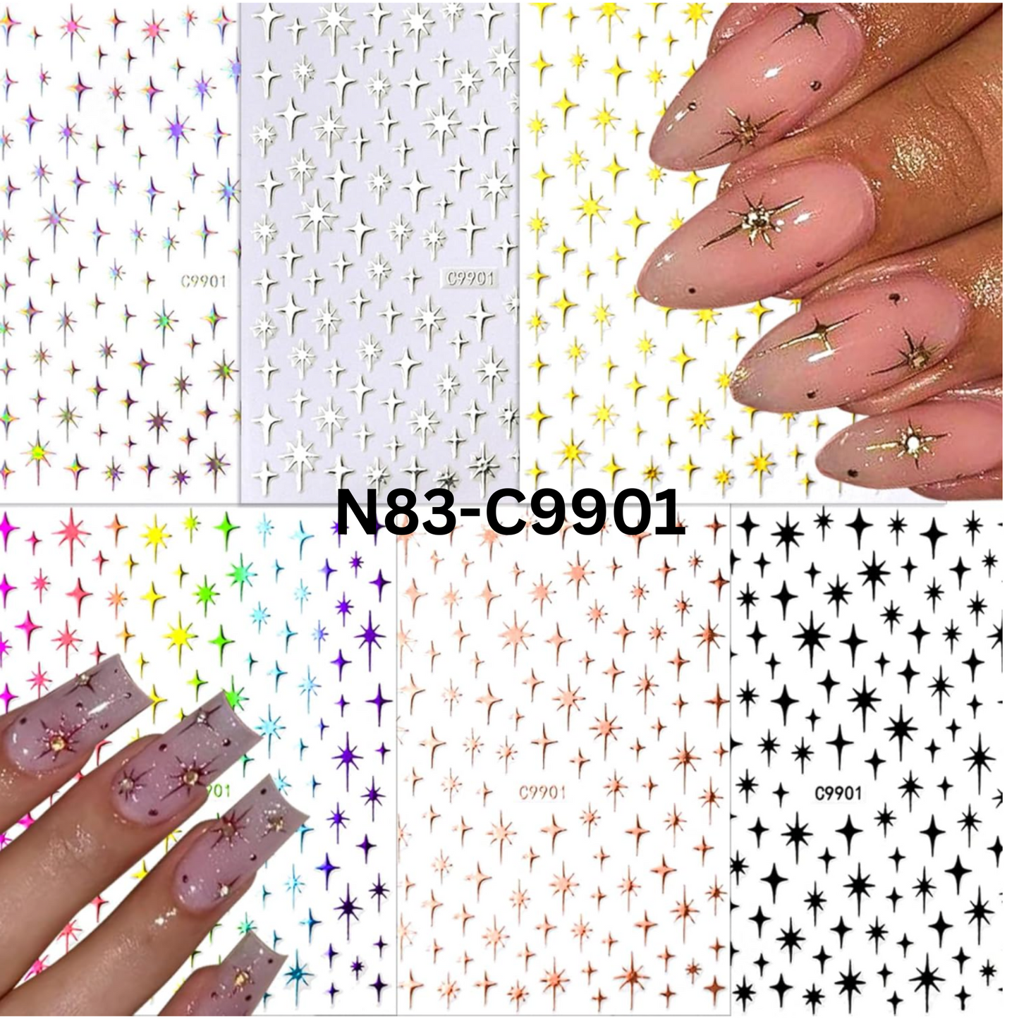 3D Star Nail Stickers-Design Decals for Nails, Nail Art Design Decoration Accessories