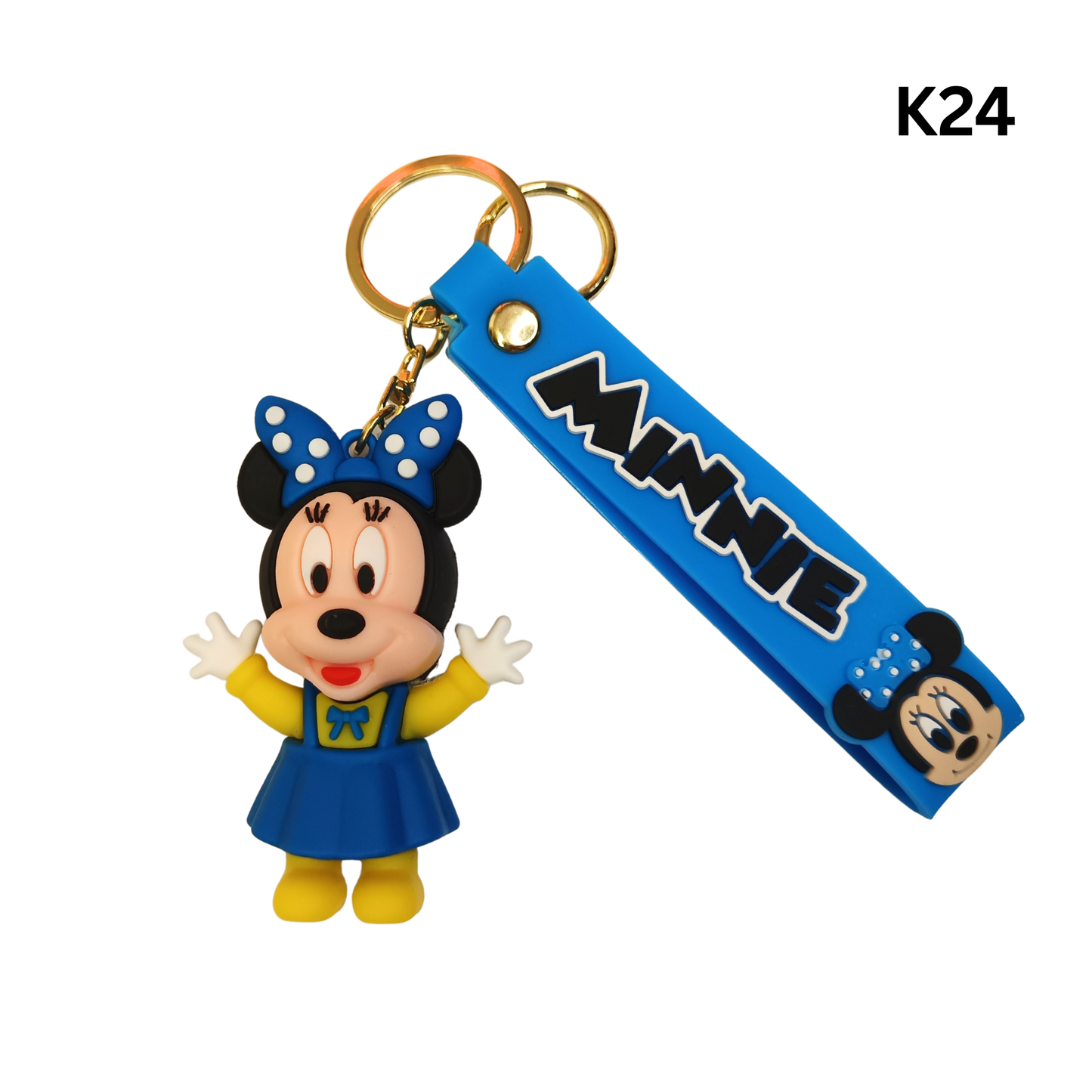 Cute Blue Cartoon Girl Mouse Keychain Rubber Pendant Wrist Strap Bag Charm Key Ring