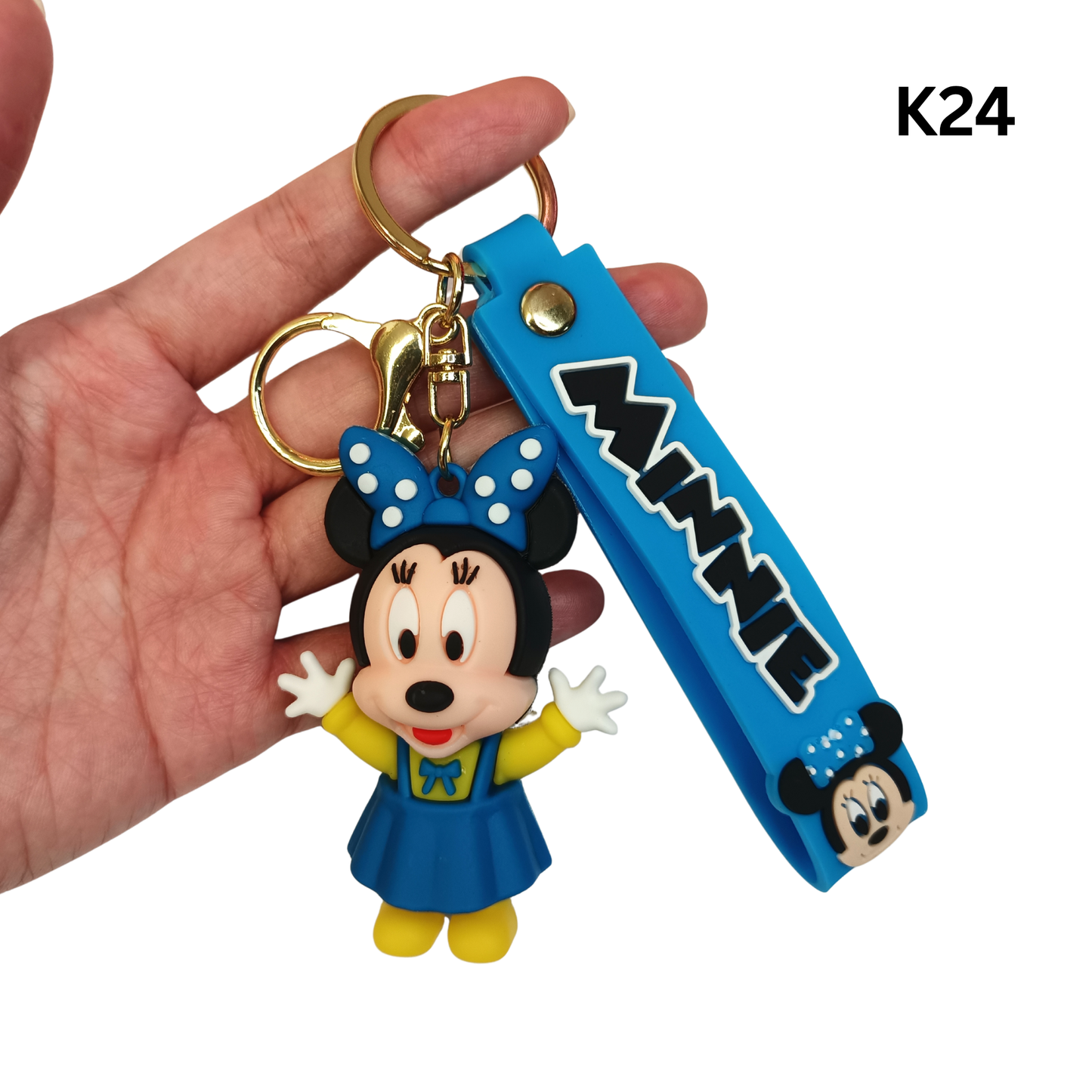 Cute Blue Cartoon Girl Mouse Keychain Rubber Pendant Wrist Strap Bag Charm Key Ring