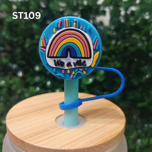 Rainbow Straw Topper – It Is A Vibe – Silicone 10mm