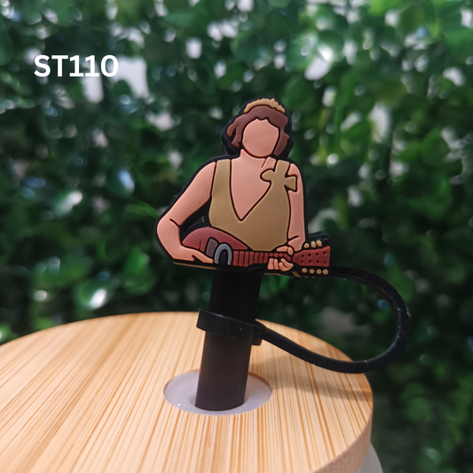 Guitar Man Straw Topper – 8mm Silicone Straw Cover – Cool Tumbler Accessory – Music Lover Gift – Reusable Dust Plug