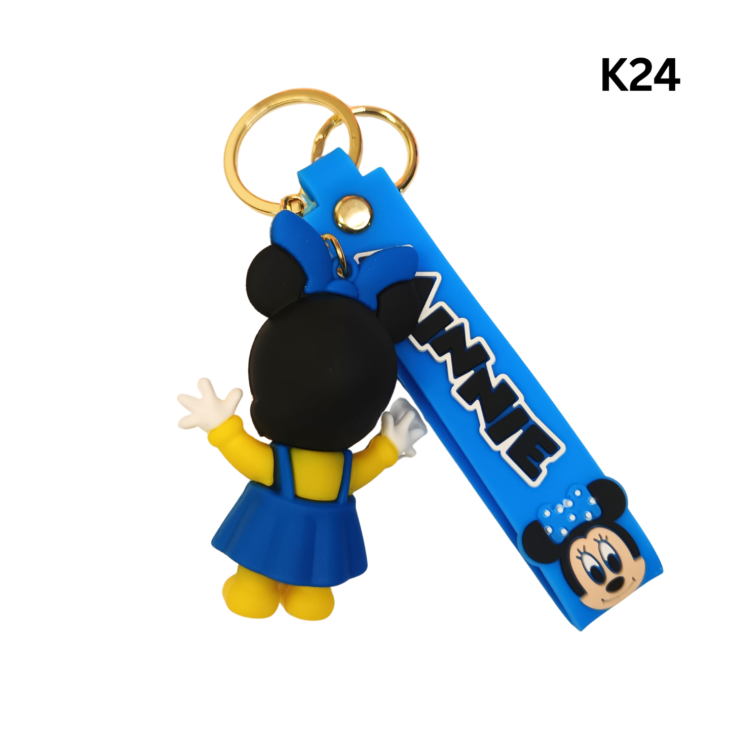 Cute Blue Cartoon Girl Mouse Keychain Rubber Pendant Wrist Strap Bag Charm Key Ring