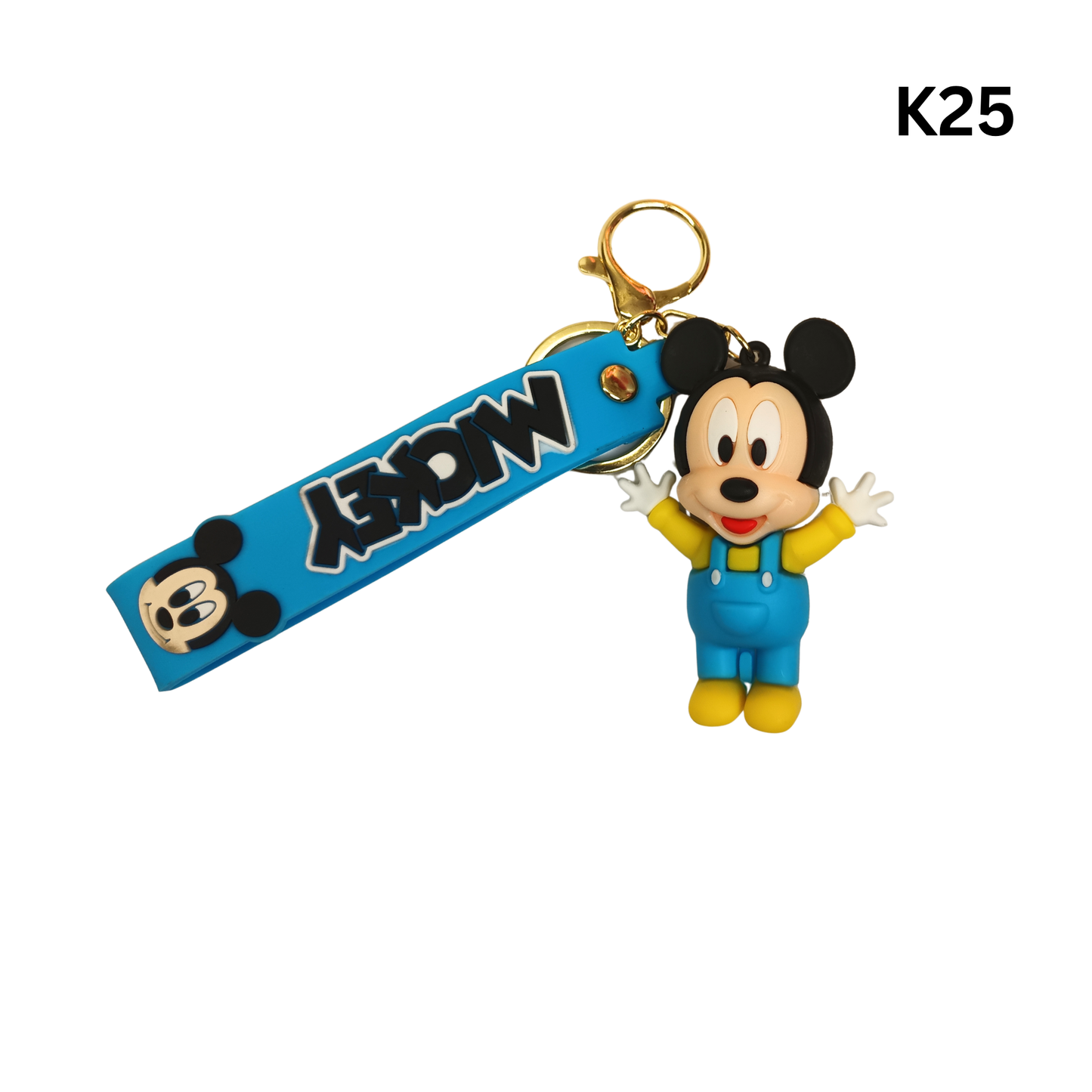 Cute Blue Cartoon Mouse Keychain Rubber Pendant Wrist Strap Bag Charm Key Ring