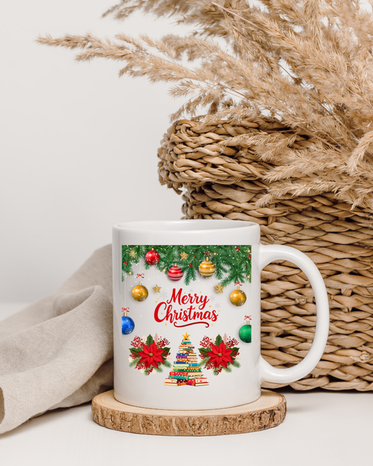 Merry Christmas Ceramic Mug – 12oz Holiday Coffee Cup – Festive Gift