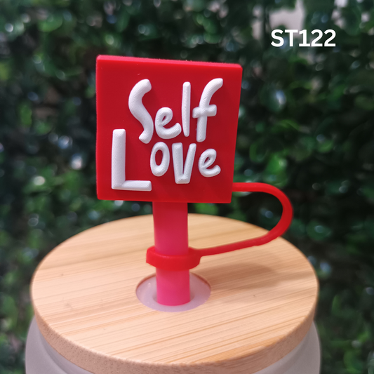 Self Love Straw Topper – Positive Affirmation Drink Accessory – Fits 8mm & 10mm Reusable Straws