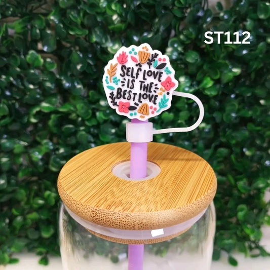 Self Love Is The Best Love Straw Topper 8mm – Positive Affirmation Drink Accessory – Fits 8mm Reusable Straws