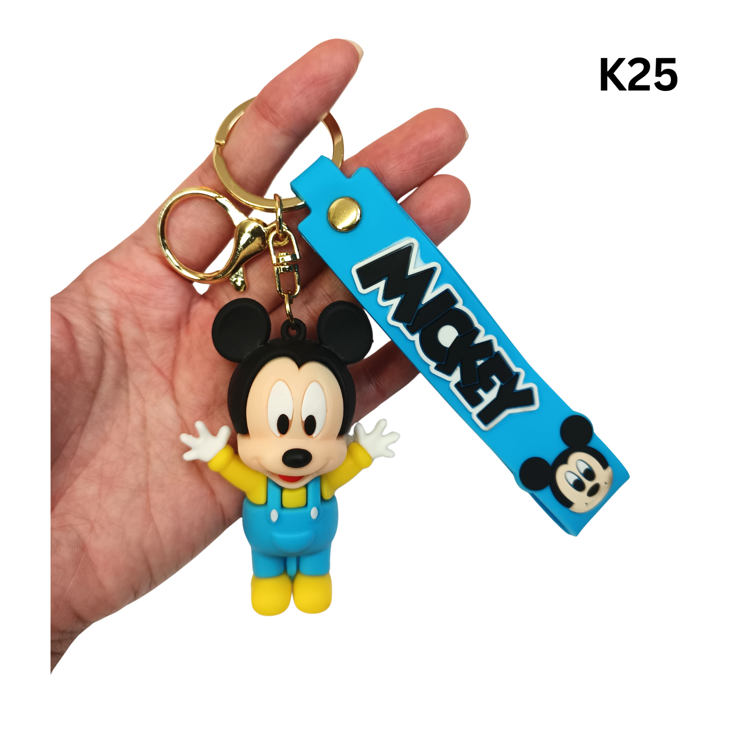 Cute Blue Cartoon Mouse Keychain Rubber Pendant Wrist Strap Bag Charm Key Ring