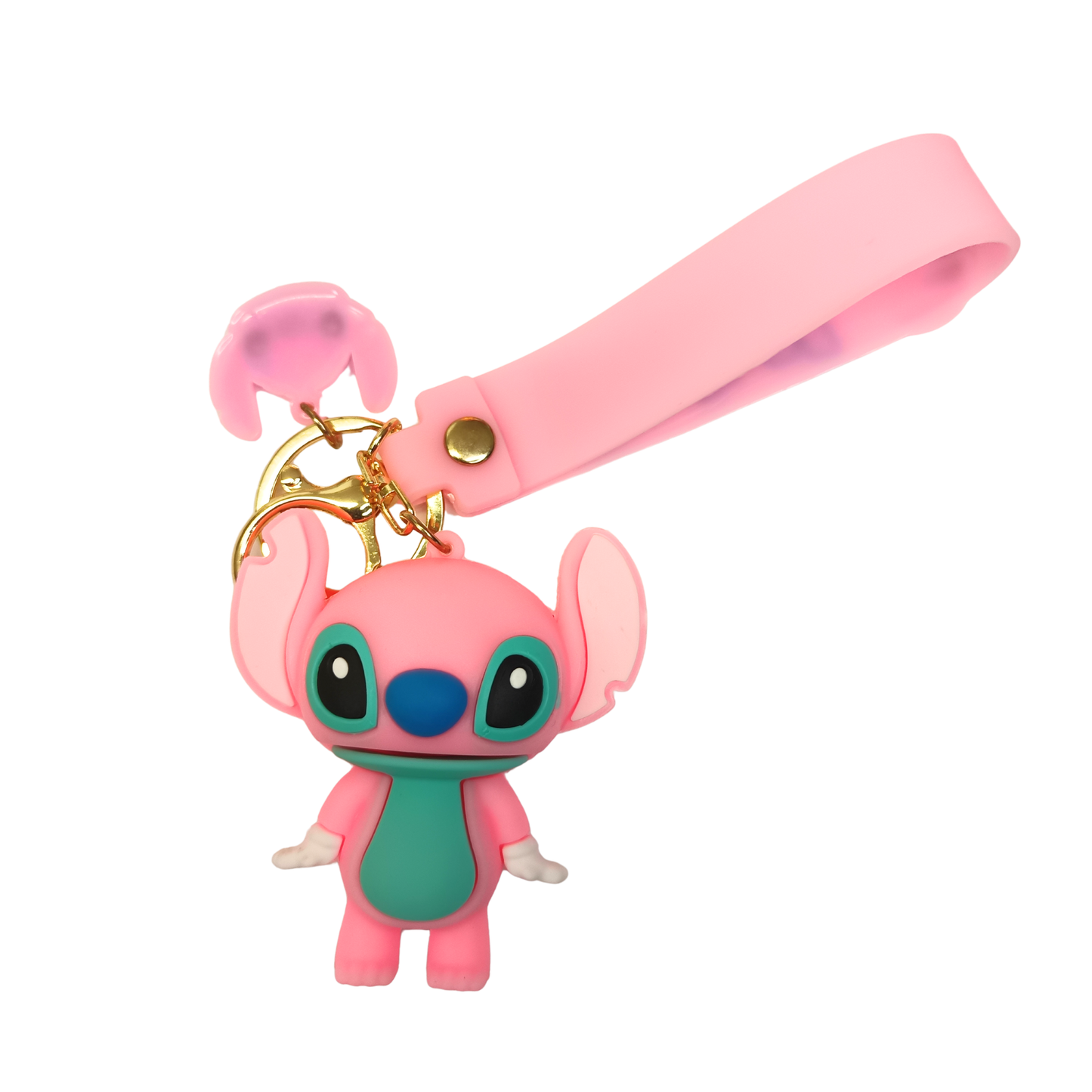 Adorable Pink Stitch Keychain with Strap – Cute Cartoon Bag Charm & Gift Idea