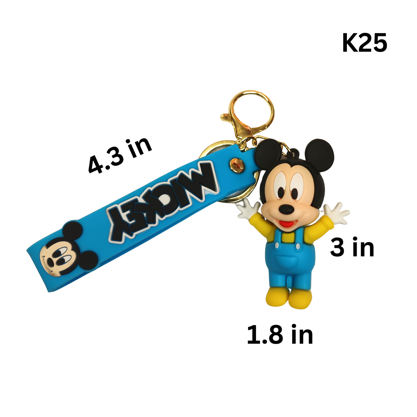 Cute Blue Cartoon Mouse Keychain Rubber Pendant Wrist Strap Bag Charm Key Ring