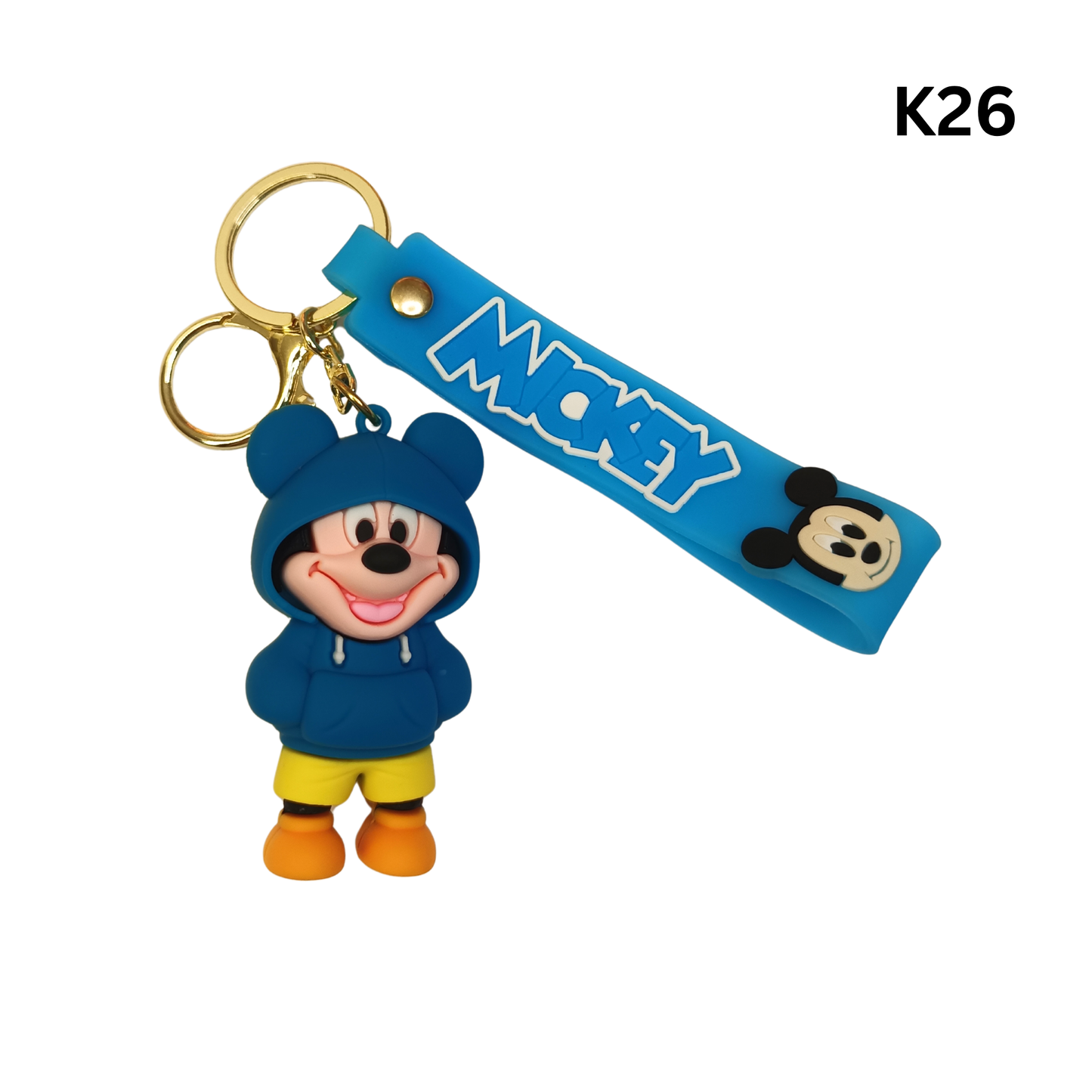 Cute Dark Blue Hoodie Cartoon Mouse Keychain Rubber Pendant Wrist Strap Bag Charm Key Ring
