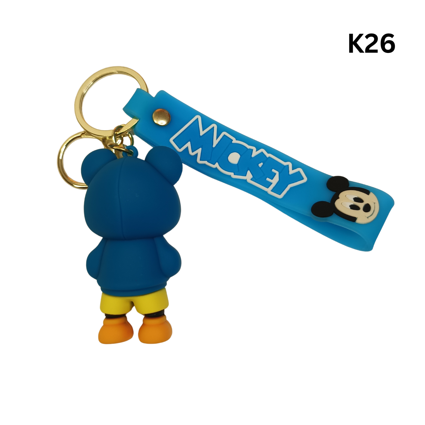 Cute Dark Blue Hoodie Cartoon Mouse Keychain Rubber Pendant Wrist Strap Bag Charm Key Ring