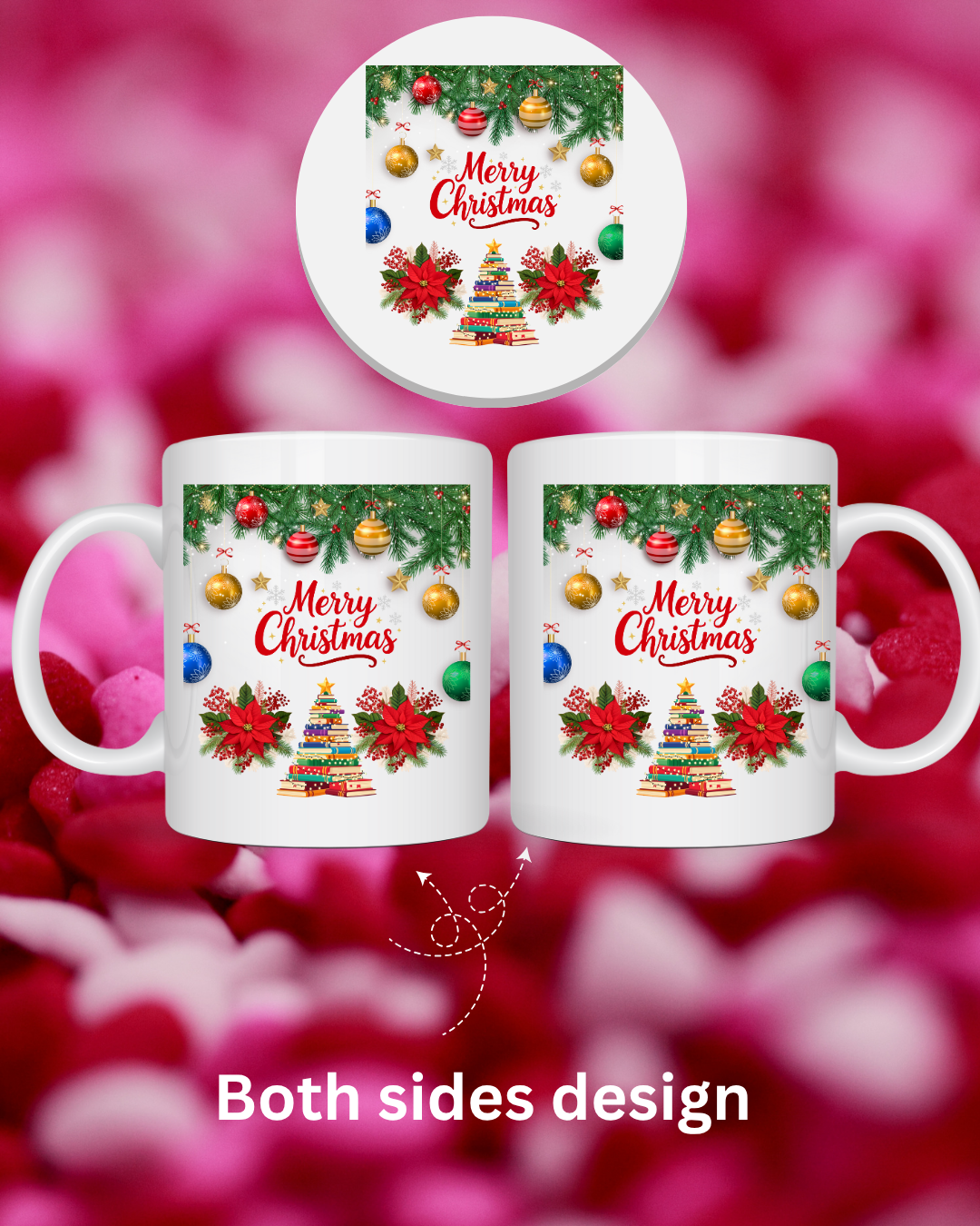 Merry Christmas Ceramic Mug – 12oz Holiday Coffee Cup – Festive Gift