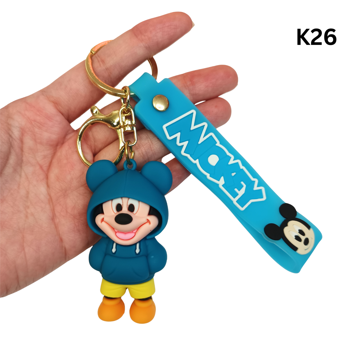 Cute Dark Blue Hoodie Cartoon Mouse Keychain Rubber Pendant Wrist Strap Bag Charm Key Ring