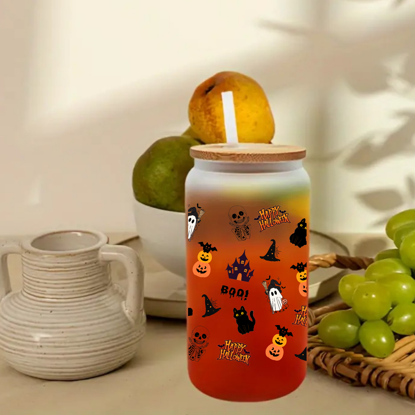 Spooky & Cute Halloween Cup – Ghost “Boo”, Pumpkin, Witch Hat, Black Cat Design