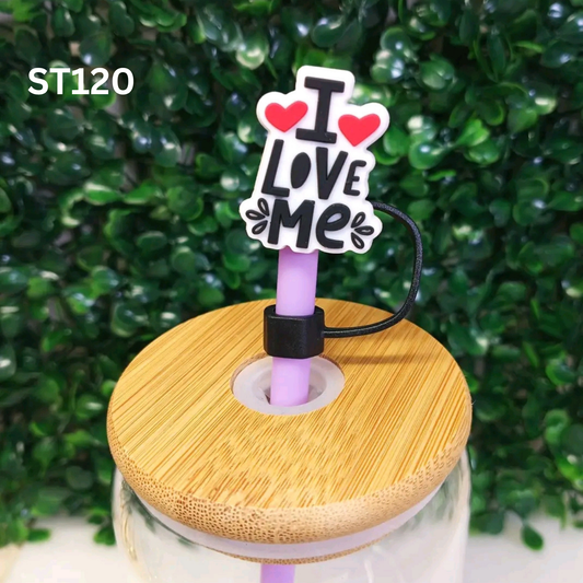 I Love Me Straw Topper 8mm – Self-Love Affirmation Accessory – Fits 8mm Reusable Straws