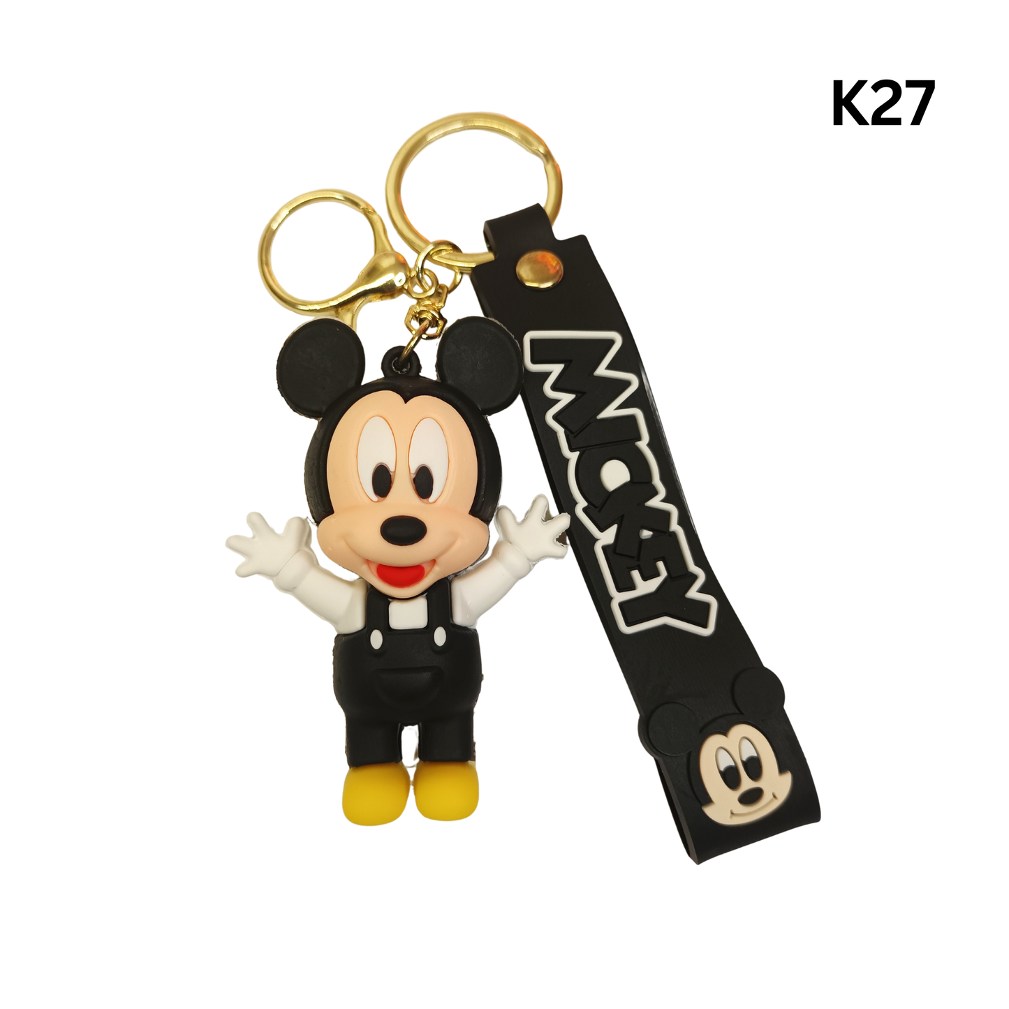 Cute Black Cartoon Mouse Keychain Rubber Pendant Wrist Strap Bag Charm Key Ring