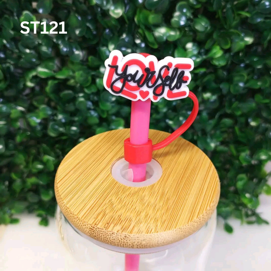 Love Your Self Straw Topper 8mm – Positive Self-Care Accessory – Fits 8mm Reusable Straws