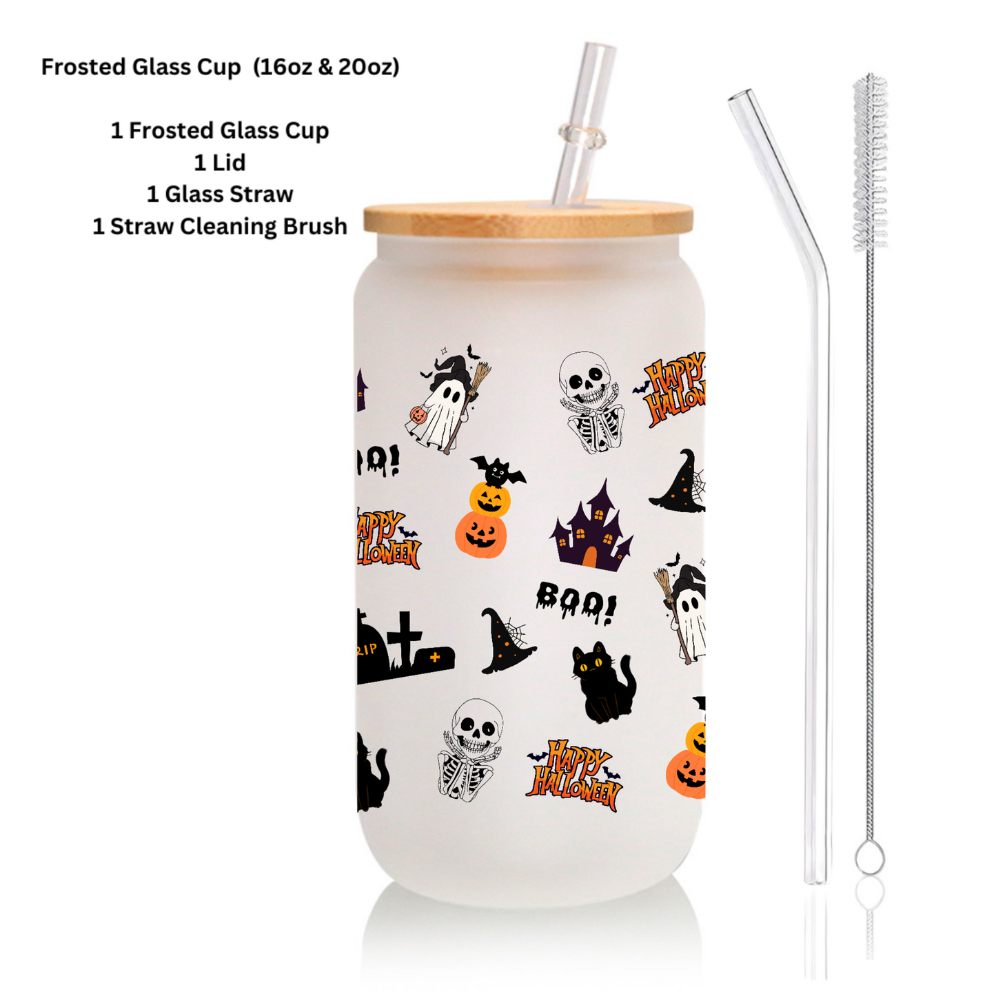 Spooky & Cute Halloween Cup – Ghost “Boo”, Pumpkin, Witch Hat, Black Cat Design