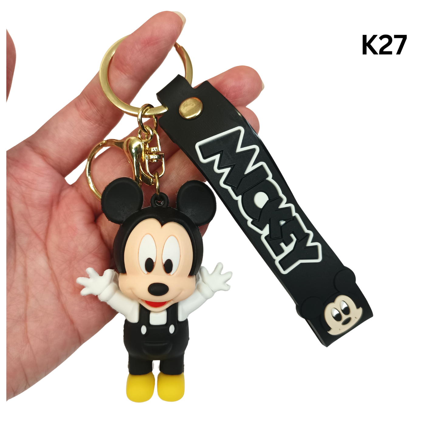Cute Black Cartoon Mouse Keychain Rubber Pendant Wrist Strap Bag Charm Key Ring