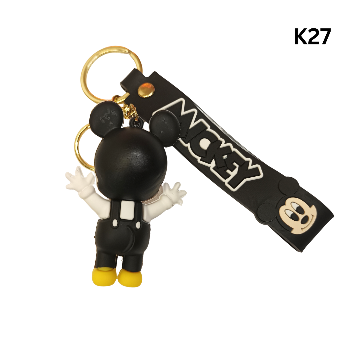 Cute Black Cartoon Mouse Keychain Rubber Pendant Wrist Strap Bag Charm Key Ring