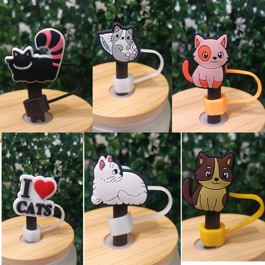 Cute Cat Straw Toppers 10mm – Reusable Silicone Covers for Tumblers & Cups | Fun Drink Accessories for Cat Lovers
