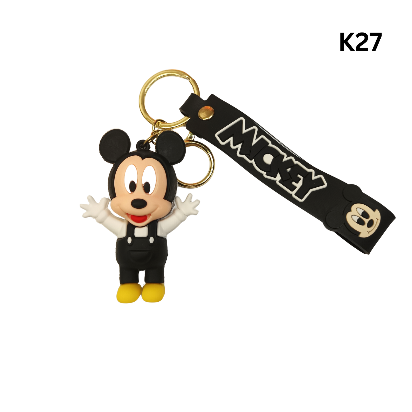 Cute Black Cartoon Mouse Keychain Rubber Pendant Wrist Strap Bag Charm Key Ring