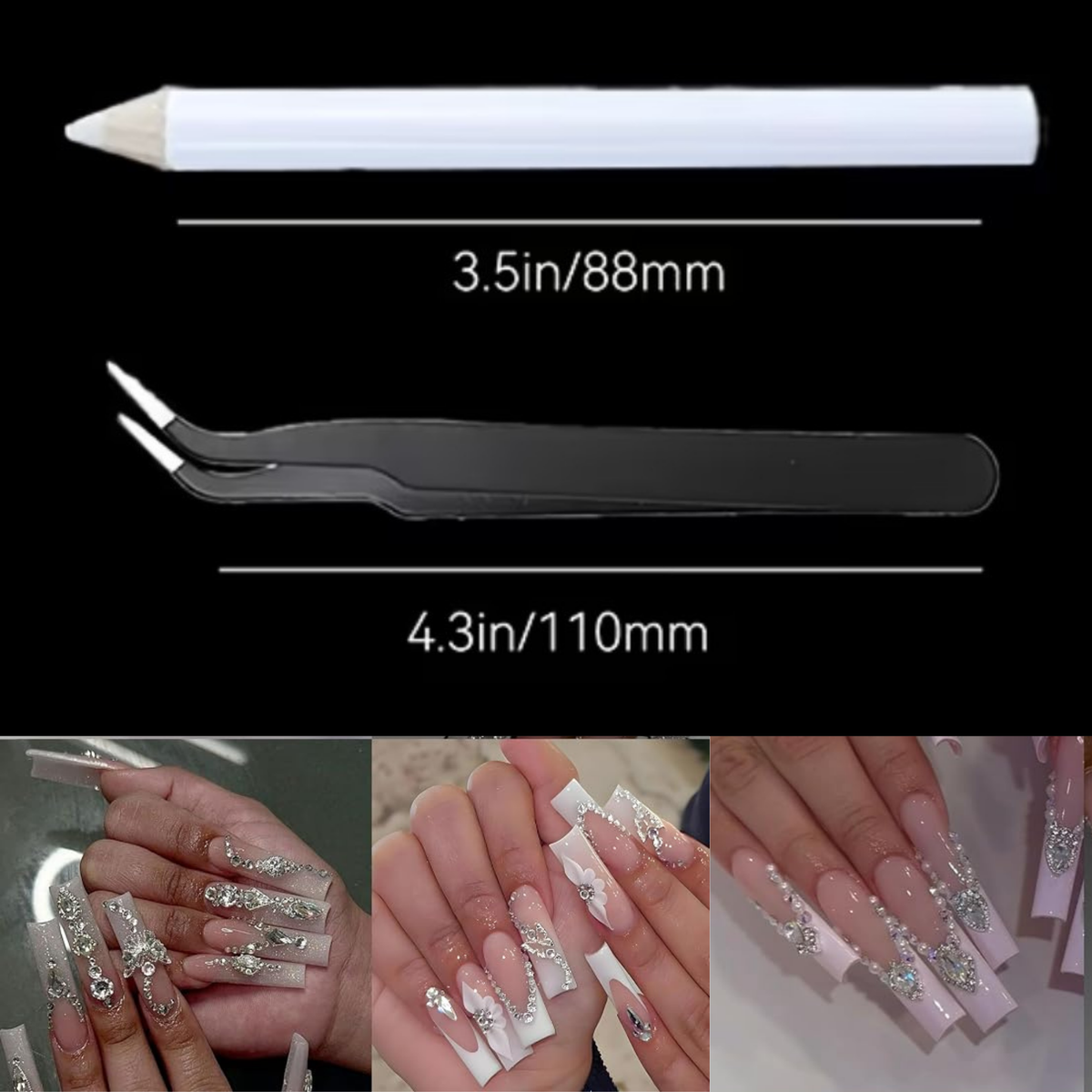 Crystal Glass 3560 Pcs Rhinestones Flatback Gems Set Mixed Shapes with Picker Pencil Tweezers Tool Kit Nail Art Craft DIY