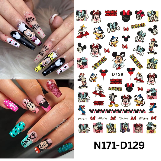 Disney-Inspired Mickey & Minnie Nail Stickers – Romantic Nail Design