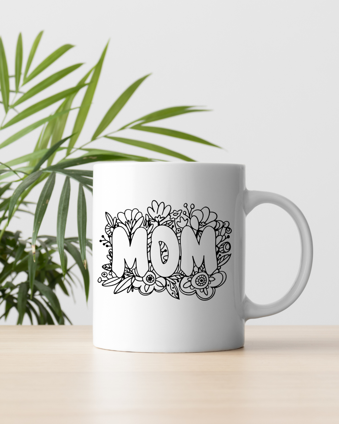 Ceramic Mug Set, Floral Mom Mug with Matching Coaster Gift Idea , Mothers Day Gift