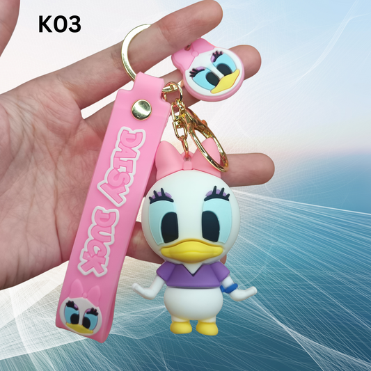 Adorable Pink Daisy Duck Keychain with Strap – Cute Cartoon Bag Charm & Gift Idea