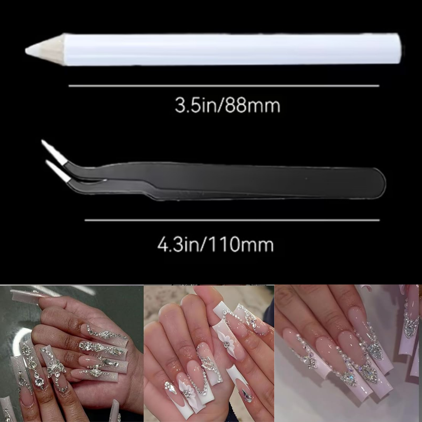 Crystal Glass 3440 Pcs Round Rhinestones Flatback Gems Set with Picker Pencil Tweezers Tool Kit Nail Art Craft DIY