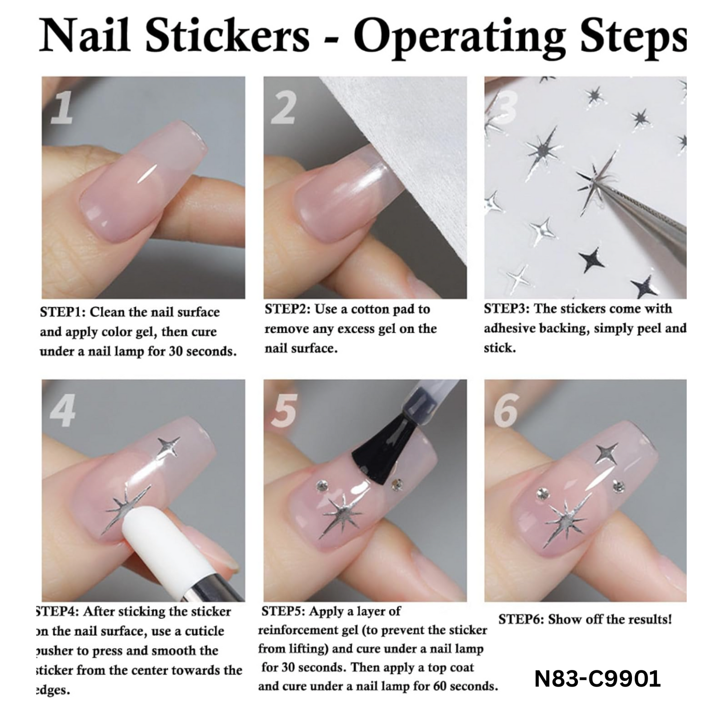 3D Star Nail Stickers-Design Decals for Nails, Nail Art Design Decoration Accessories
