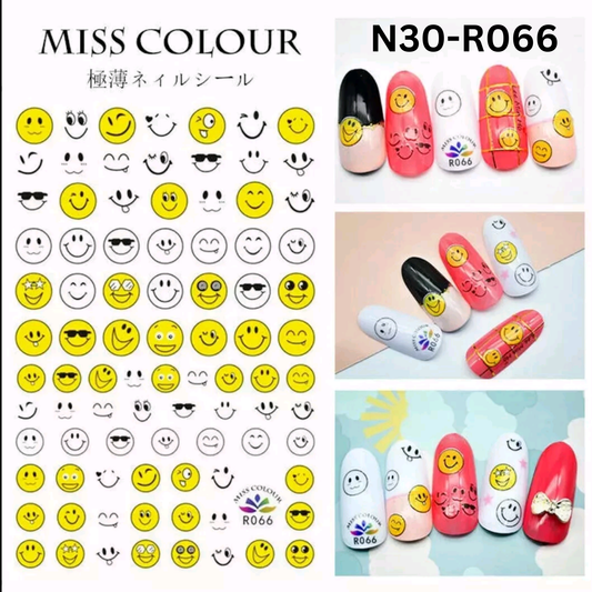 Nail Art 3D Decal Smile Stickers Yellow White Smiles, Tools Nail Decoration Accessories