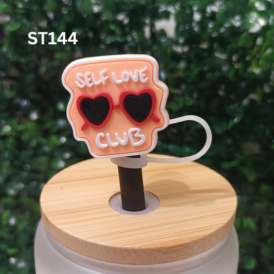 CUTE SELF LOVE CLUB Straw Topper 8mm & 10mm – Adorable Motivational Drink Charm
