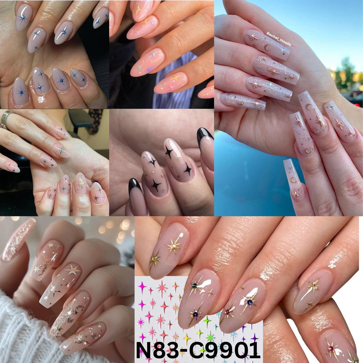 3D Star Nail Stickers-Design Decals for Nails, Nail Art Design Decoration Accessories