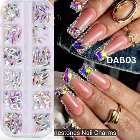 Luxury Crystal Glass 120 Pcs 12 Shapes Rhinestones Flatback Gems Nail Art Craft DIY