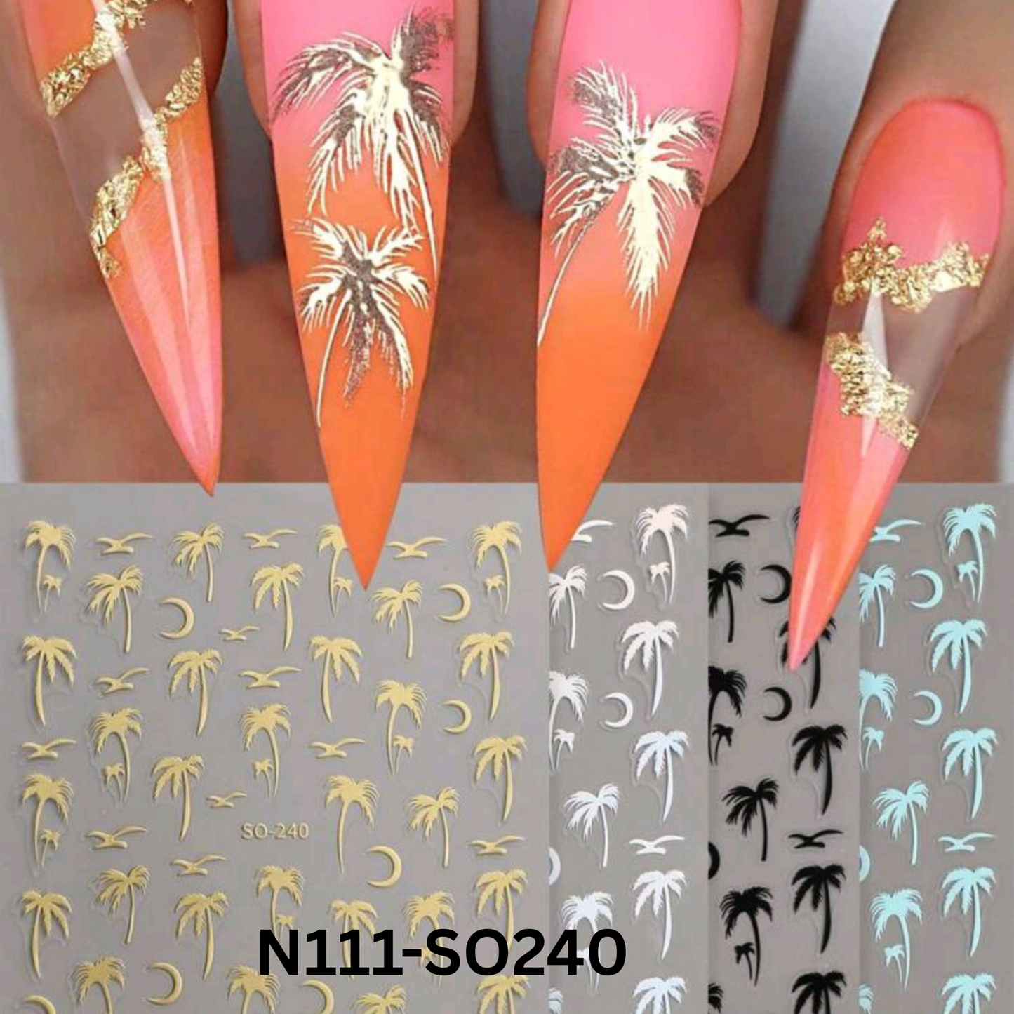 Palm Tree Nail Stickers 3D – Tropical Beach Nail Art Decals for DIY Manicure & Summer Vibes