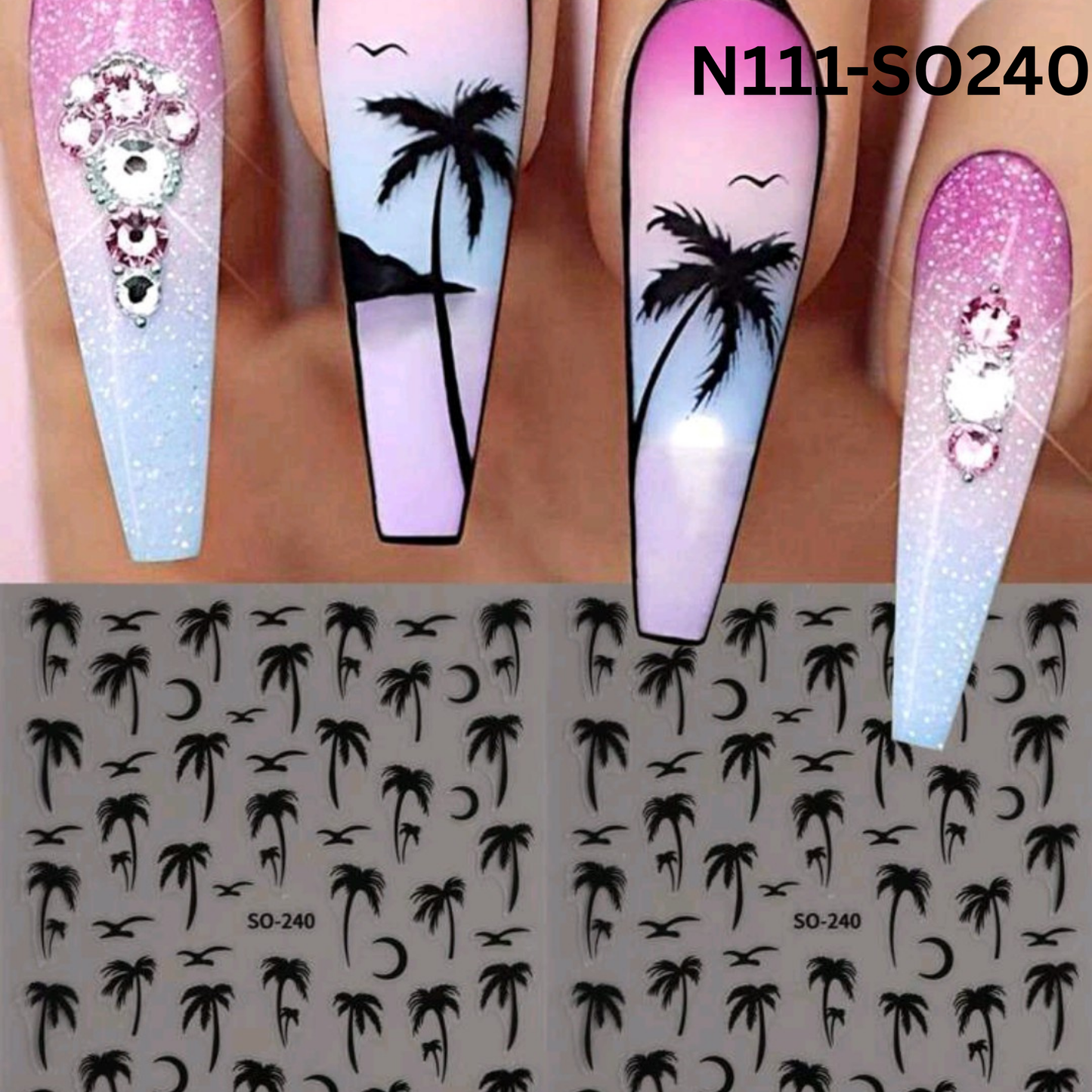 Palm Tree Nail Stickers 3D – Tropical Beach Nail Art Decals for DIY Manicure & Summer Vibes